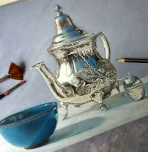 silver teapot